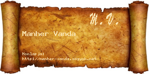 Manher Vanda névjegykártya